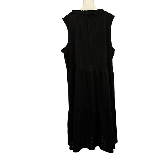 Croft & Barrow Women’s Dress 3X Split Neck Black Tiered Sleeveless Plus Size - Picture 2 of 12